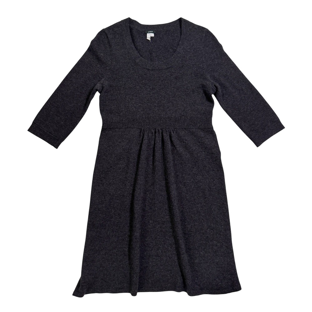 J.Crew Sweater Dress Small Charcoal Gray Wool Cashmere Empire Waist 97052